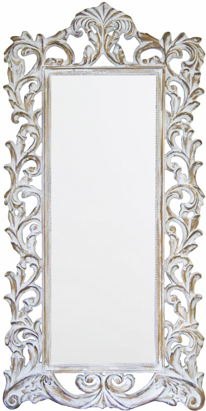 ZS031AW Wall décor art mirror weathered natural classic ornate rectangular vertical large